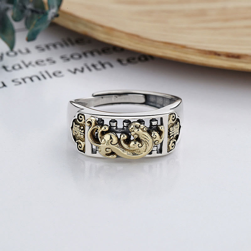 925 Sterling Silver PiXiu Luck Wealth Adjustable Ring - Image 3