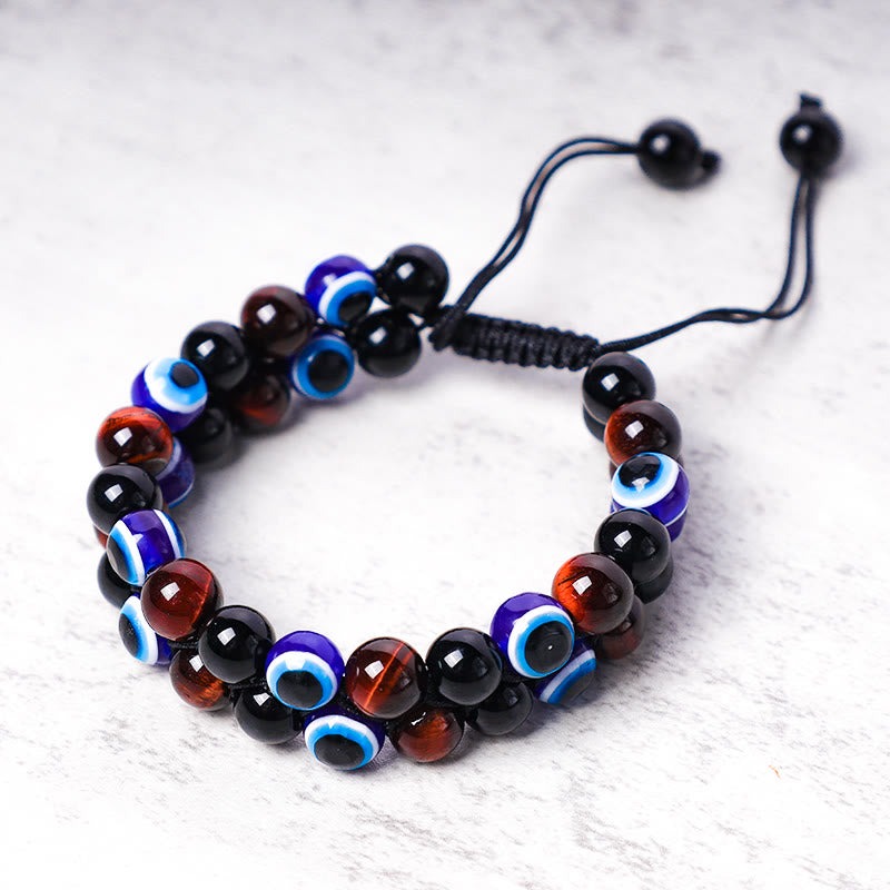 Evil Eye Hematite Tiger Eye Protection Beaded Bracelet - Image 14