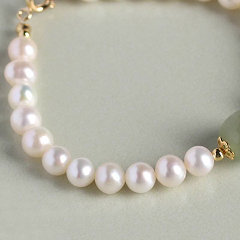 Natural Pearl Hetian Jade Happiness Healing Bead Bracelet - Image 7