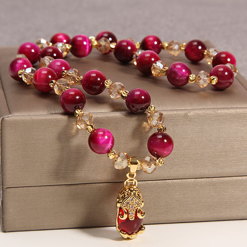 Tiger Eye Pixiu Fox Money Bag Protection Self Confidence Double Wrap Bracelet - Image 3