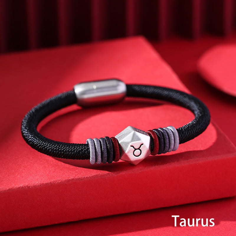 999 Sterling Silver 12 Constellations of the Zodiac Blessing Handmade String Bracelet - Image 4