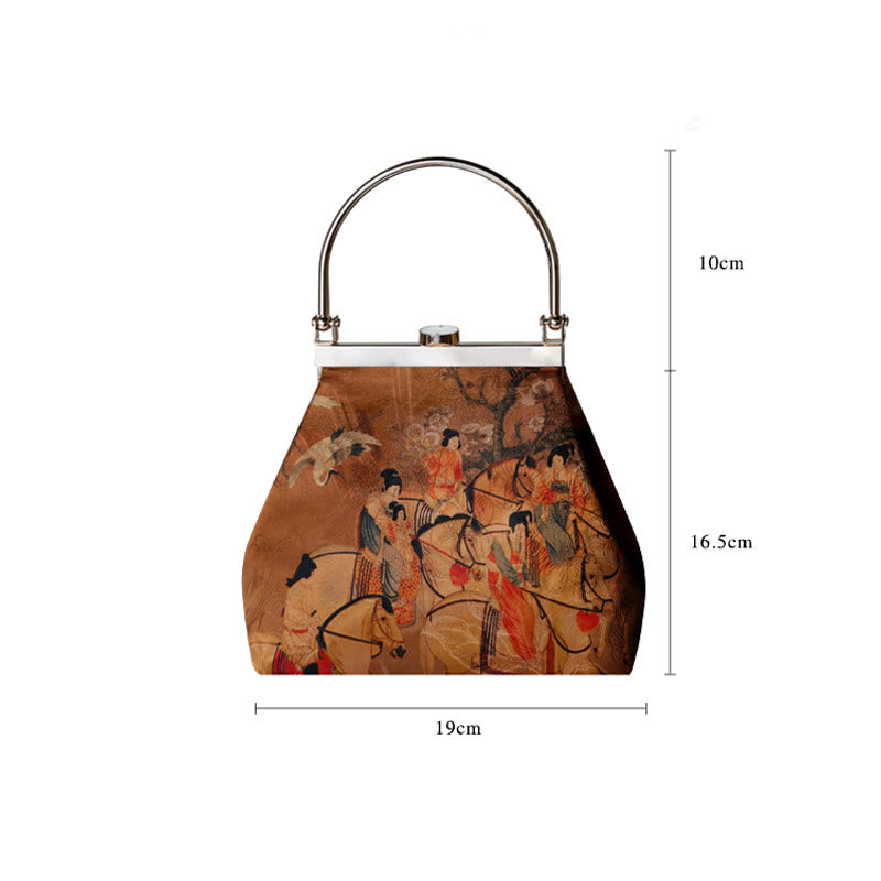 Painting of Lady of Guoguo on a Spring Outing Metal Handle Handbag - Image 16