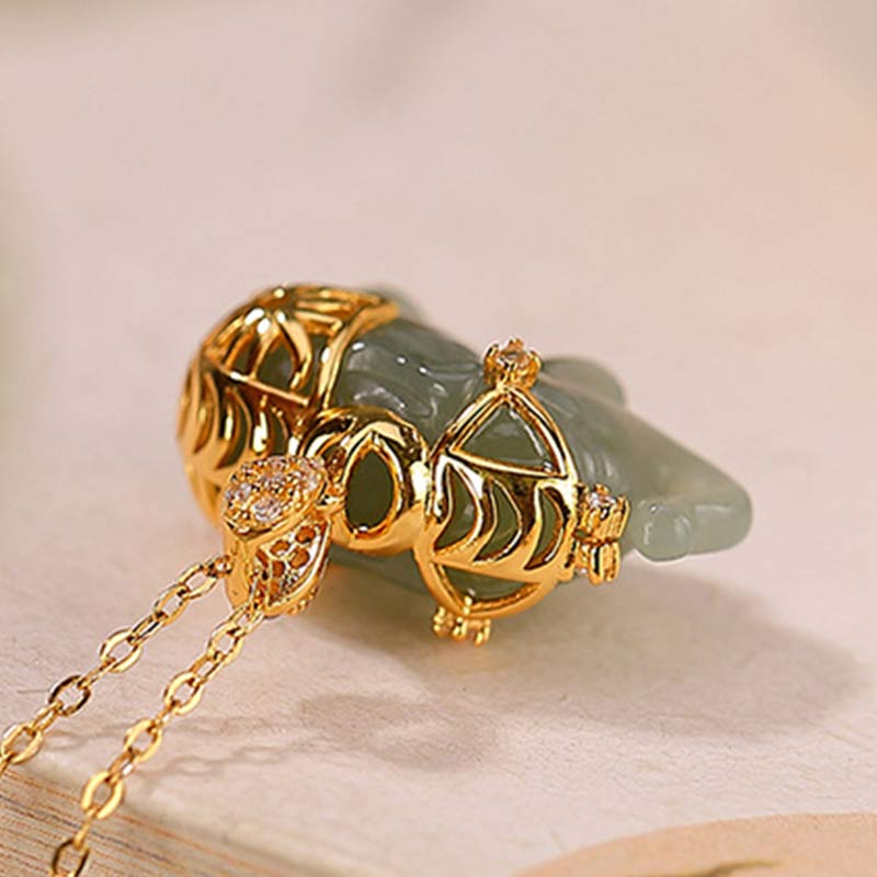 925 Sterling Silver Jade Elephant Blessing Fortune Necklace Chain Pendant - Image 8