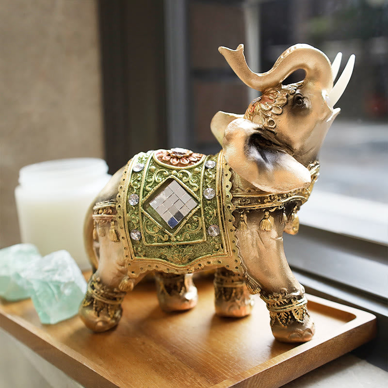 Lucky Feng Shui Green Elephant Statue Sculpture Wealth Figurine Gift Home Decoration - Image 9