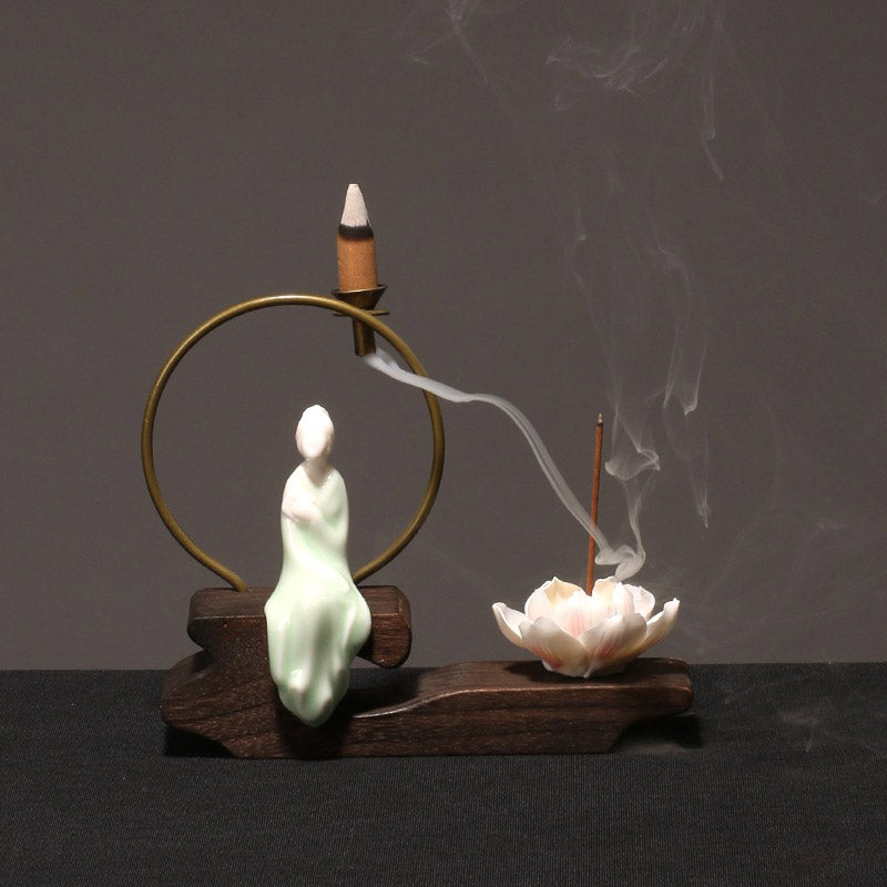 Ceramic Lotus Healing Meditation Incense Burner Decoration - Image 14