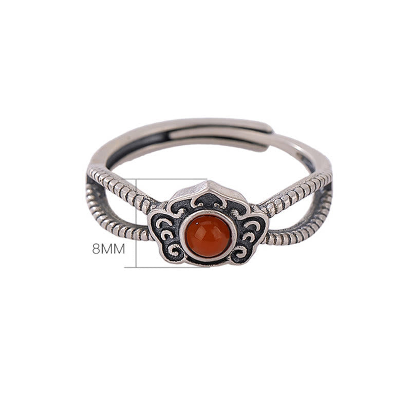 925 Sterling Silver Red Agate Bead Logical Thinking Ring - Image 8