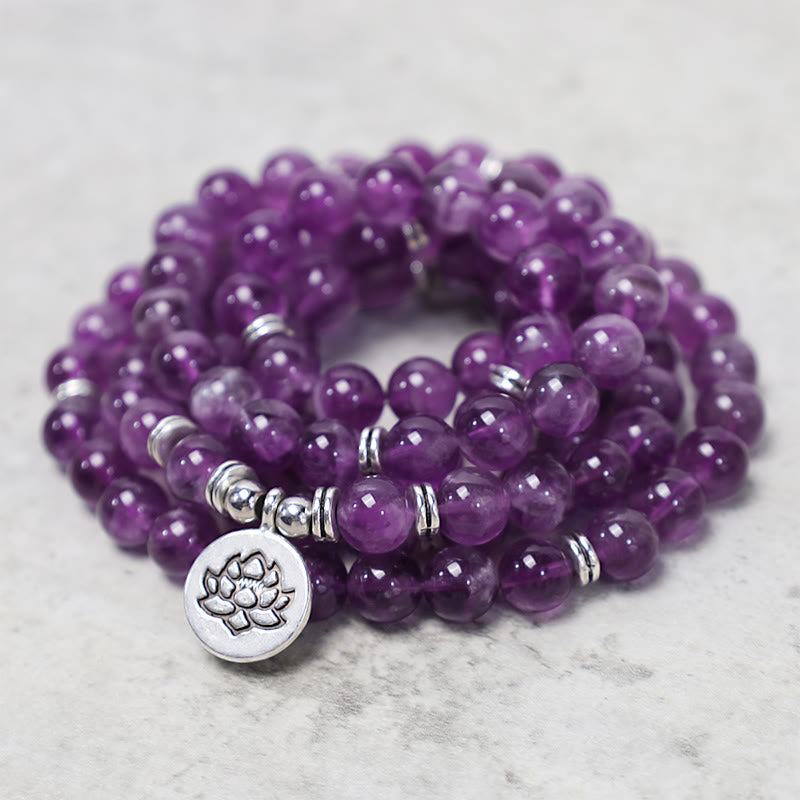 Natural Amethyst Purification Mala Bracelet - Image 3