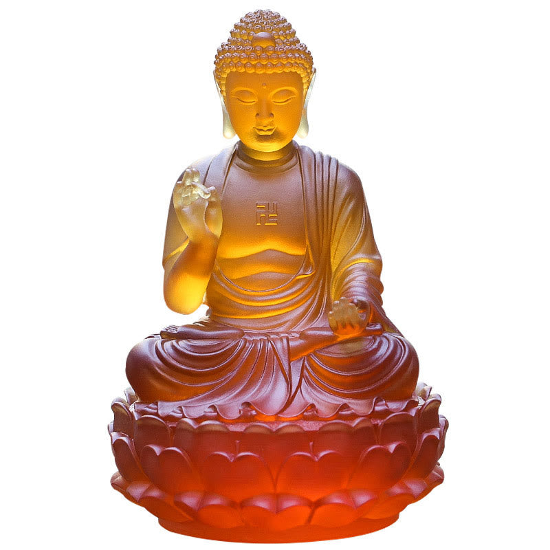 Handmade Sakyamuni Buddha Liuli Crystal Art Piece Compassion Statue Home Office Offering Decoration - Image 8