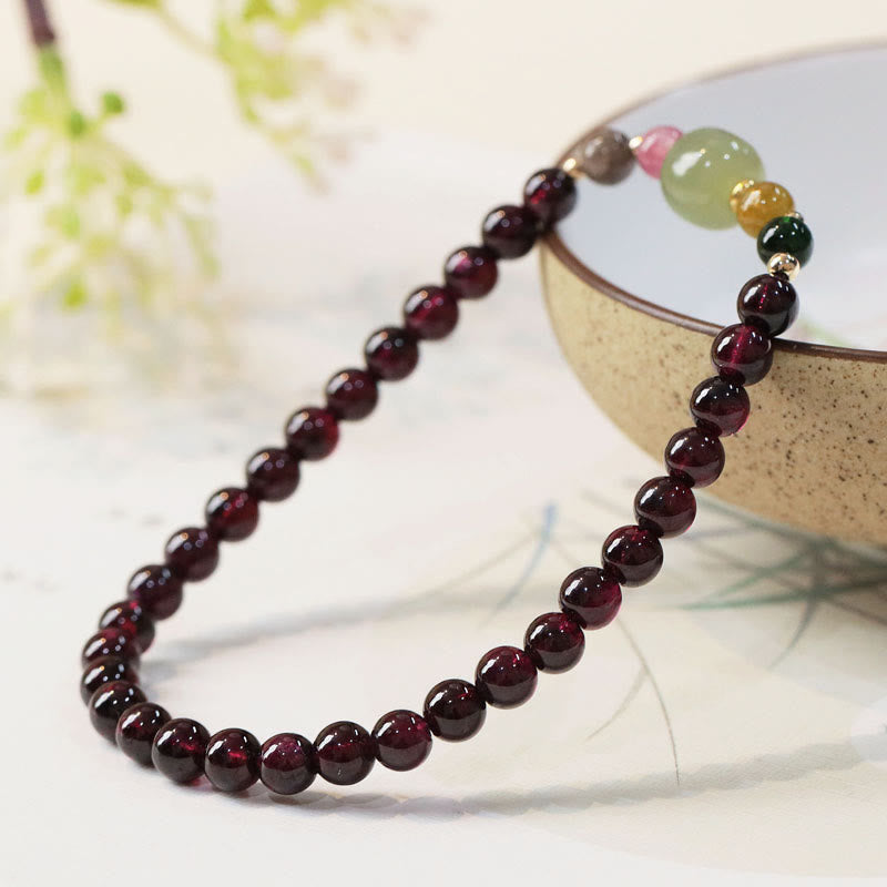 Natural Garnet Hetian Jade Tourmaline Bead Passion Bracelet - Image 4