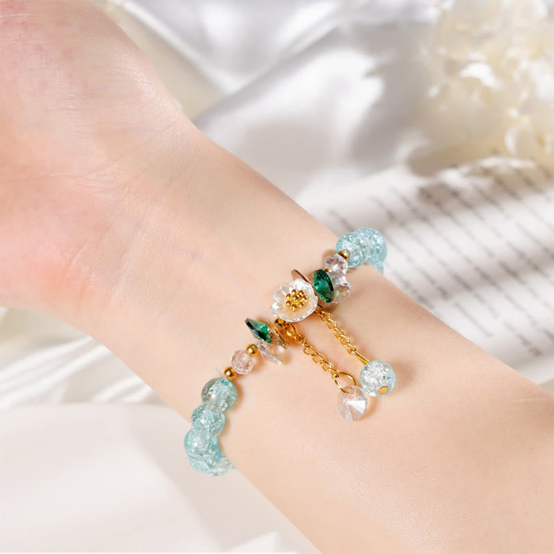 Simple Design Flower Charm Glass Bead Bracelet - Image 17
