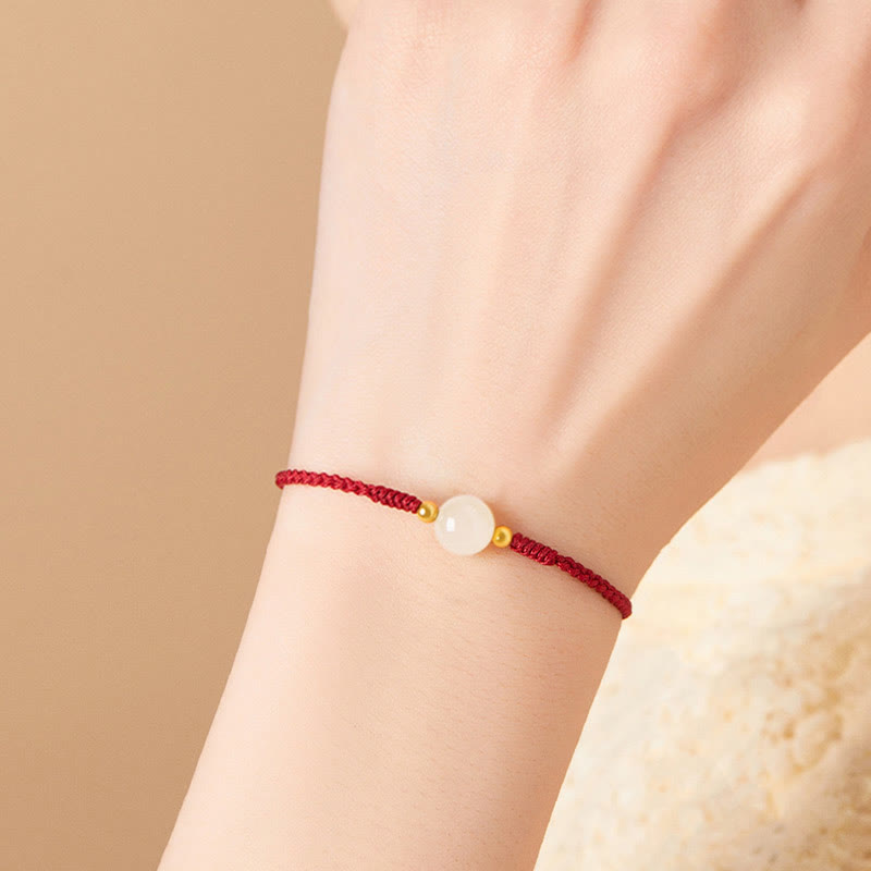 Handcrafted Round Jade Lucky Bead Prosperity Braided Bracelet - Image 11