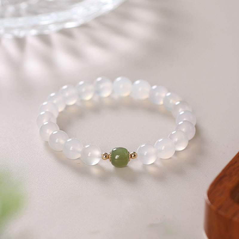 Natural White Agate Jade Luck Bracelet