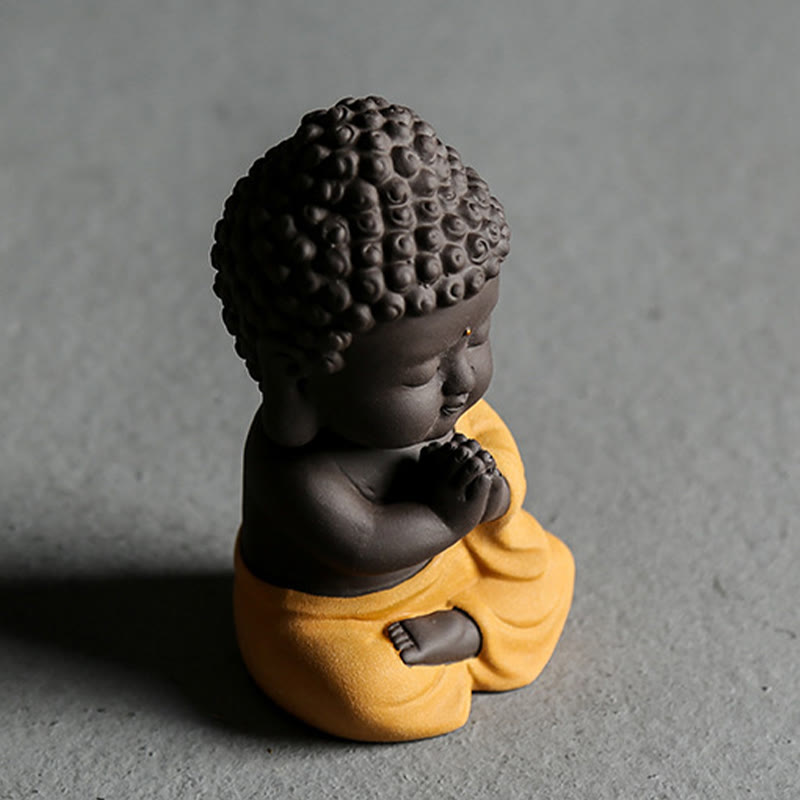 Small Buddha Serenity Purple Clay Home Desk Decoration - Image 22