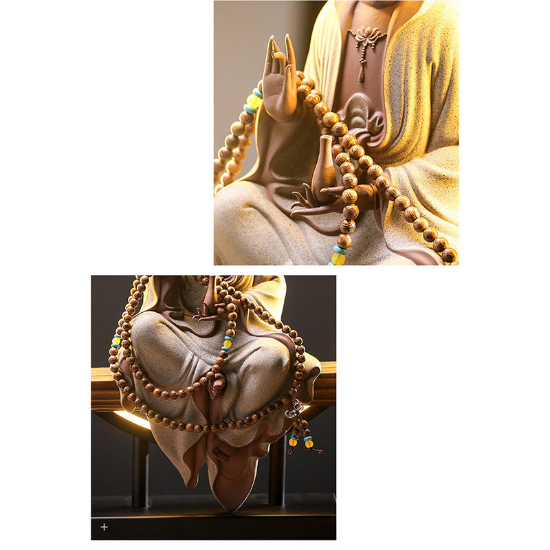 Buddha Avalokitesvara Ceramic Lotus Relaxation Incense Burner Decoration - Image 17