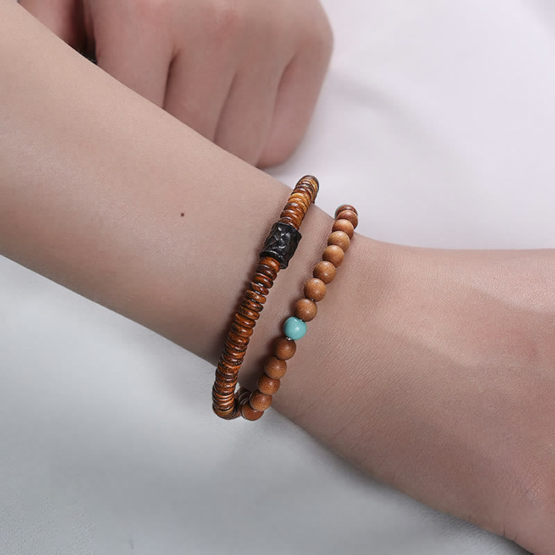 Sandalwood Turquoise Protection Double Wrap Bracelet - Image 8