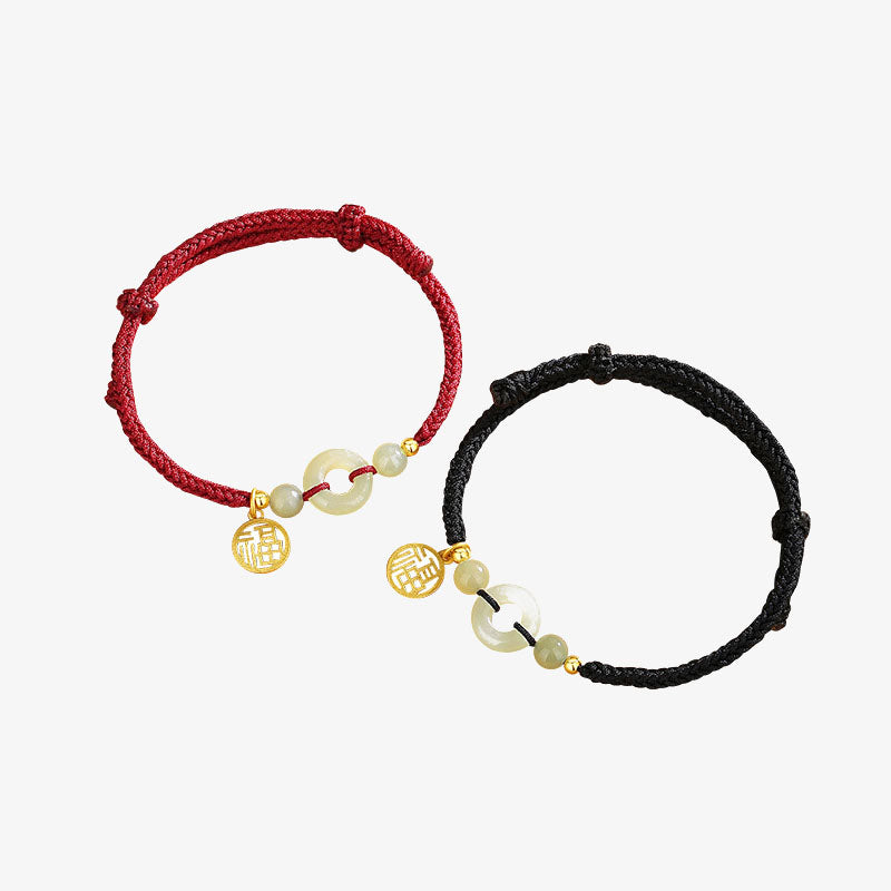 925 Sterling Silver Hetian Jade Peace Buckle Fu Character Charm Abundance Bracelet - Image 9