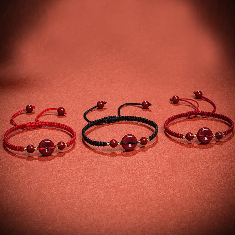 Natural Cinnabar Peace Buckle Blessing String Bracelet - Image 15