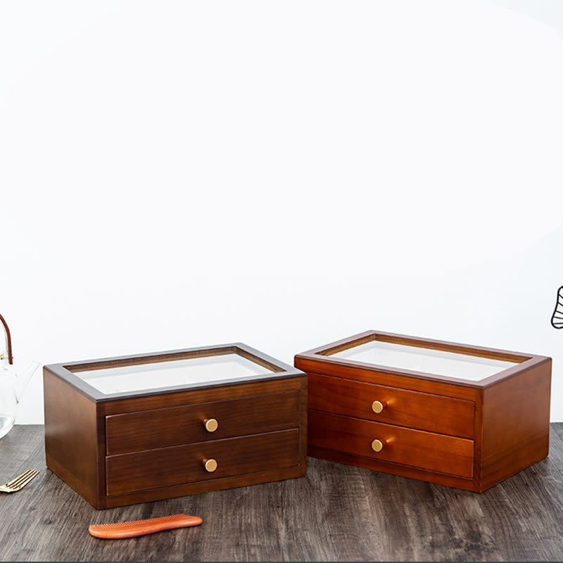 Retro Solid Wood Jewelry Box Jewelry Storage Box With Drawer - Image 16