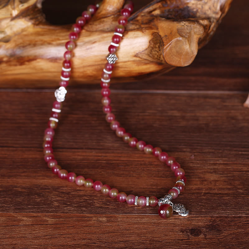 Natural Watermelon Tourmaline PiXiu Elephant Positive Triple Wrap Bracelet - Image 5