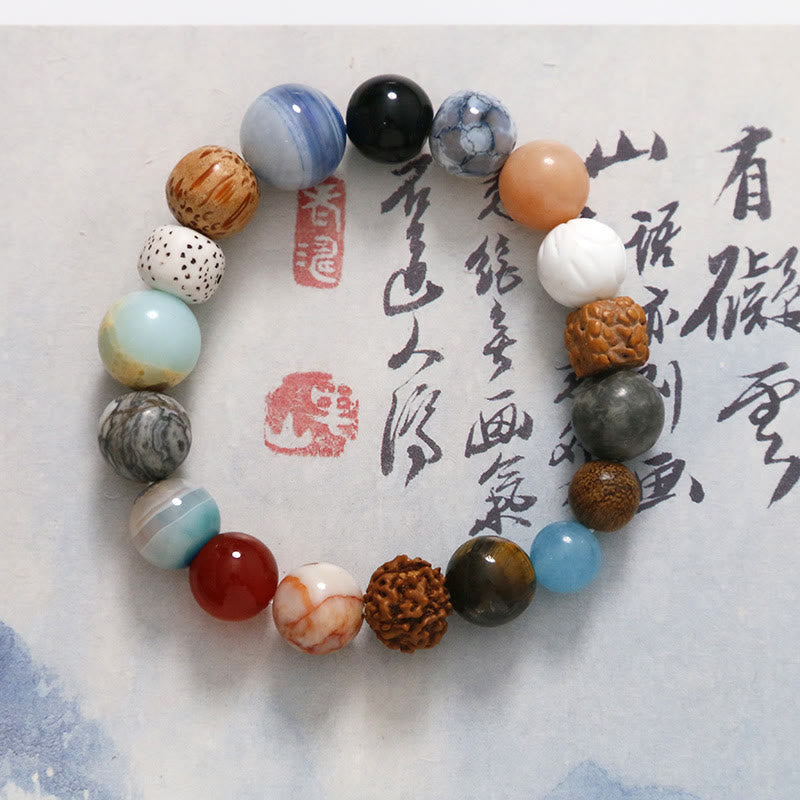 Natural Bodhi Seed Crystal Stone Agate Keep Away Evil Spirits Bracelet - Image 10