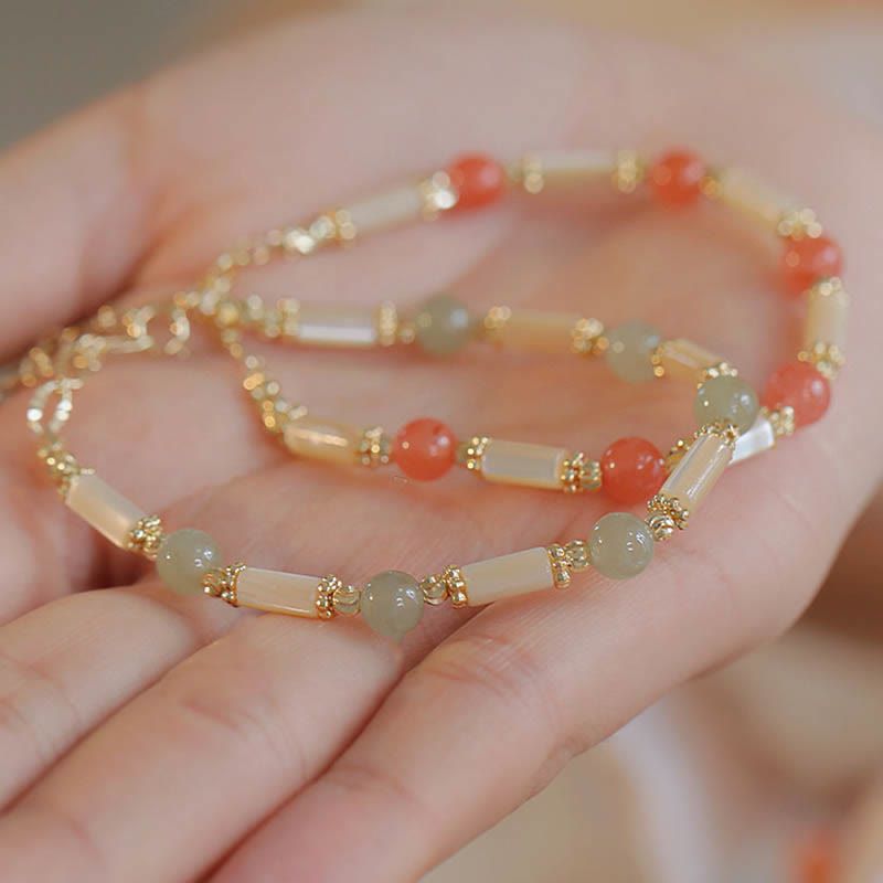 Tridacna Stone Red Agate Hetian Jade Blessing Bracelet - Image 10