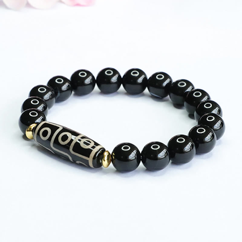 Tibetan Nine-Eye Dzi Bead Black Onyx Power Bracelet - Image 5