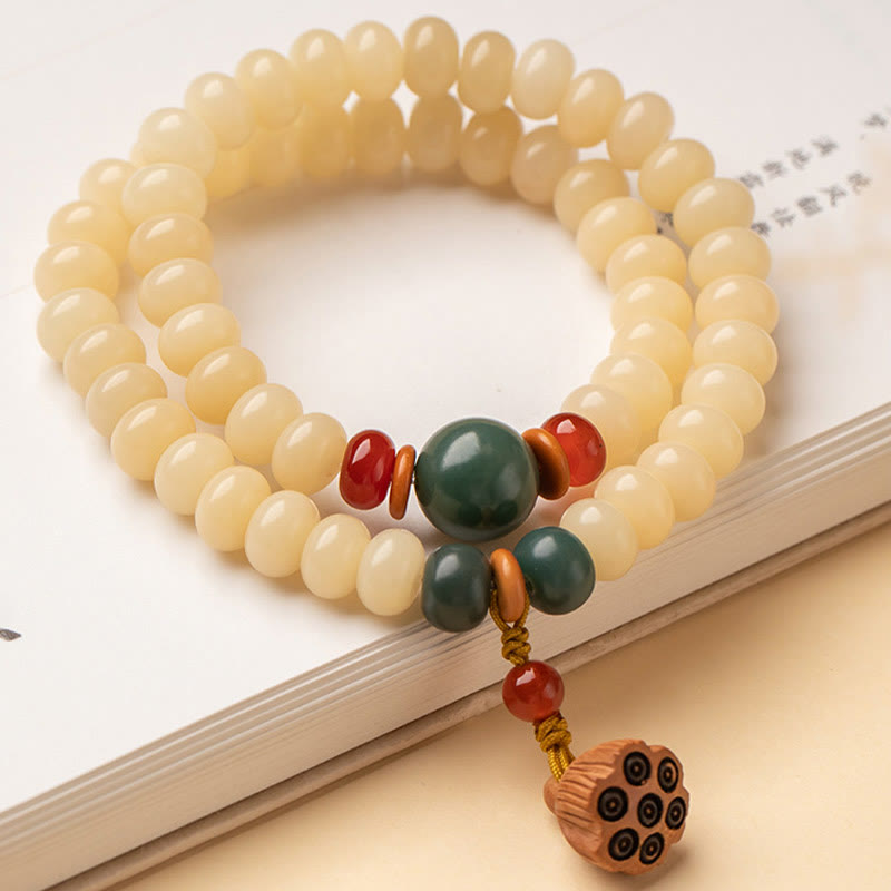 Bodhi Seed Lotus Pod Charm Peace Double Wrap Bracelet - Image 5