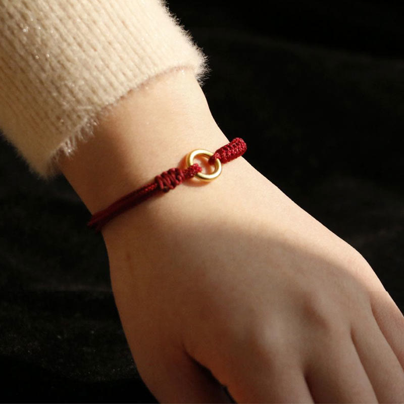 Alloy Peace Buckle Luck Red String Bracelet - Image 14