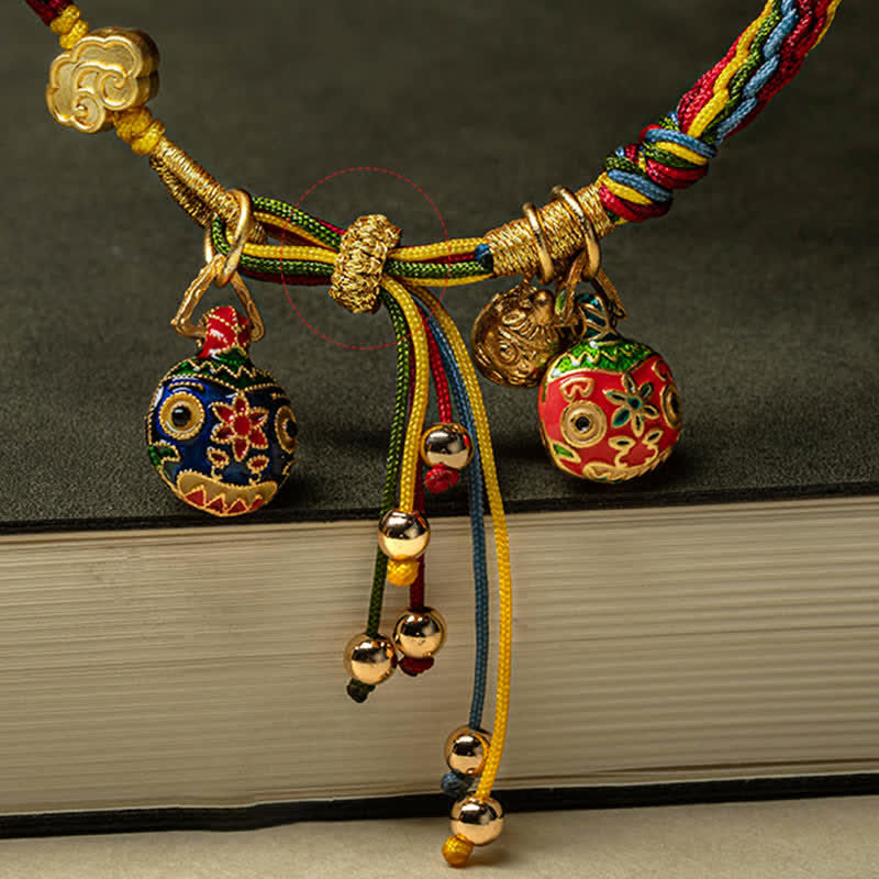 Gold Swallowing Beast Family Luck Reincarnation Knot Colorful String Bracelet - Image 10
