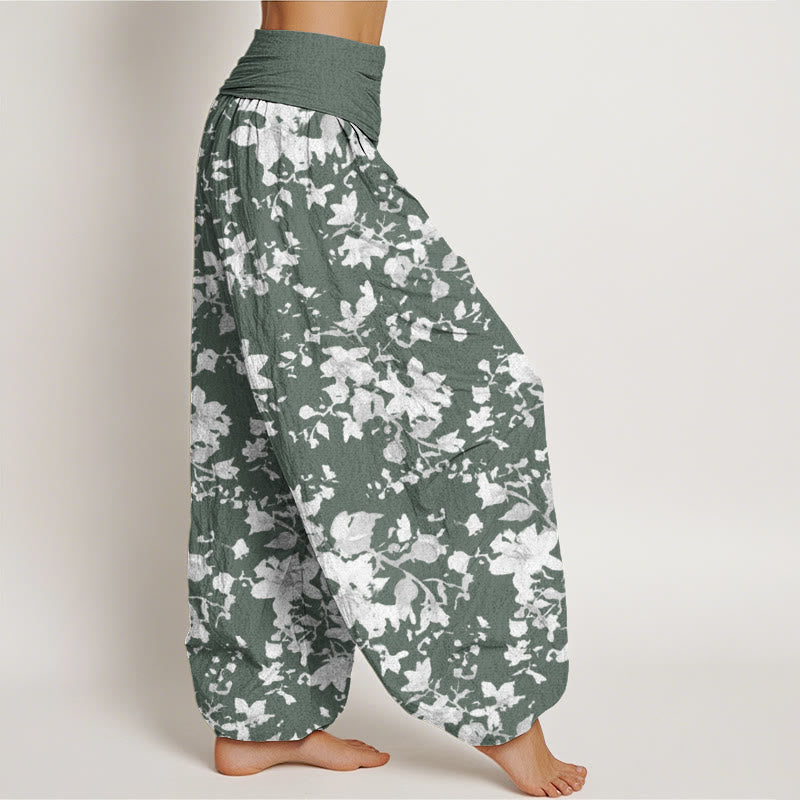 Leaves Design Women's Elastic Waist Harem Pants - Image 6