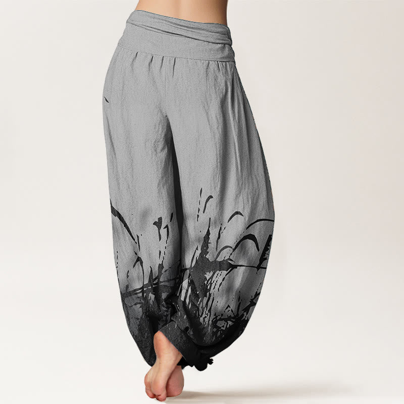 Pure Cotton Wild Grass Pattern Women's Elastic Waist Harem Pants - Image 2