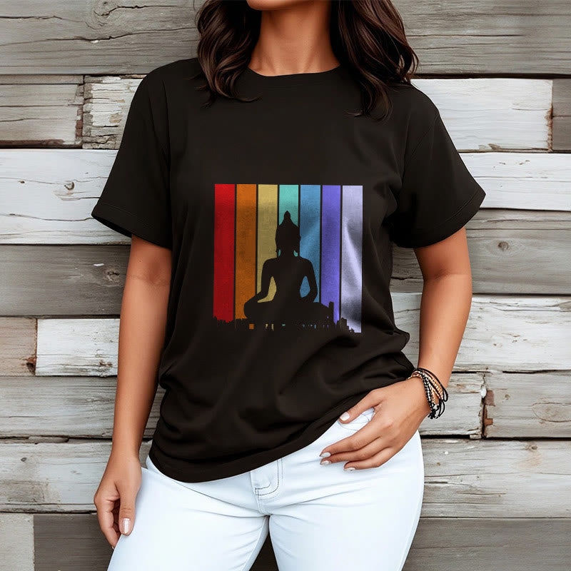 Meditation Buddha Rainbow Tee T-shirt - Image 4