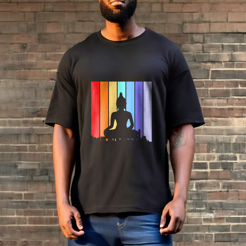 Meditation Buddha Rainbow Tee T-shirt - Image 3