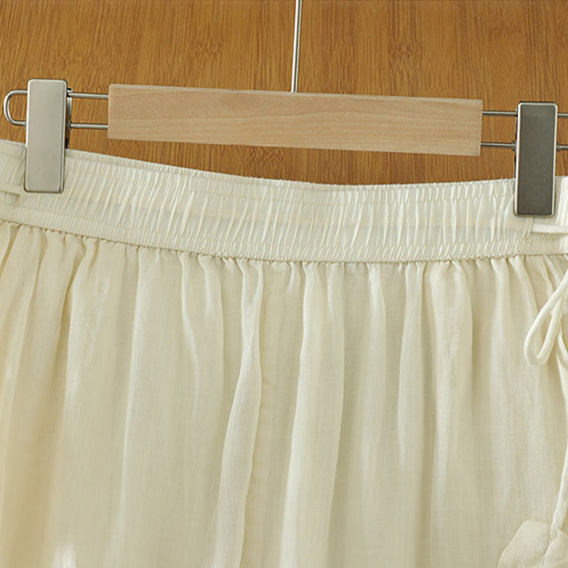 Casual Plain Lined Ribbon Elastic Women's Polyester Wide Leg Pants With Pockets - Image 5