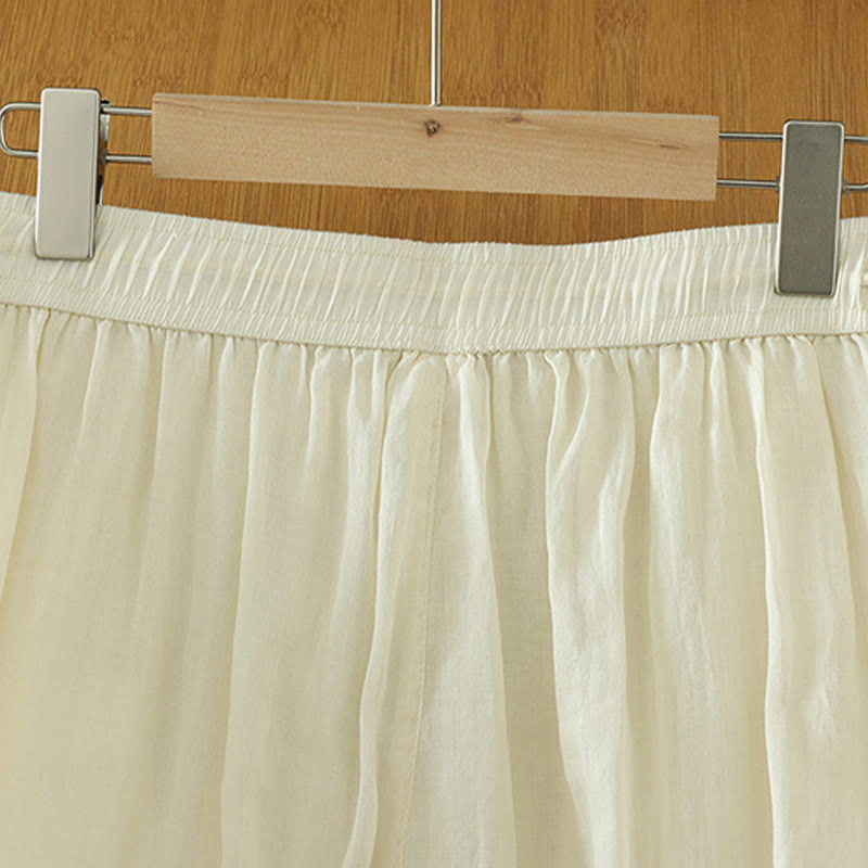 Casual Plain Lined Ribbon Elastic Women's Polyester Wide Leg Pants With Pockets - Image 4