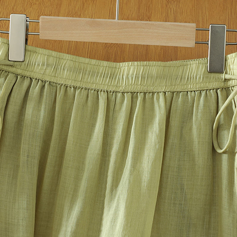 Casual Plain Lined Ribbon Elastic Women's Polyester Wide Leg Pants With Pockets - Image 11