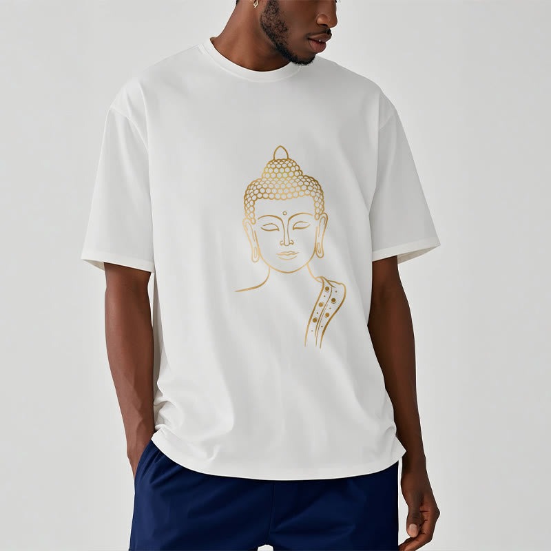 Golden Buddha In Deep Meditation Tee T-shirt - Image 5