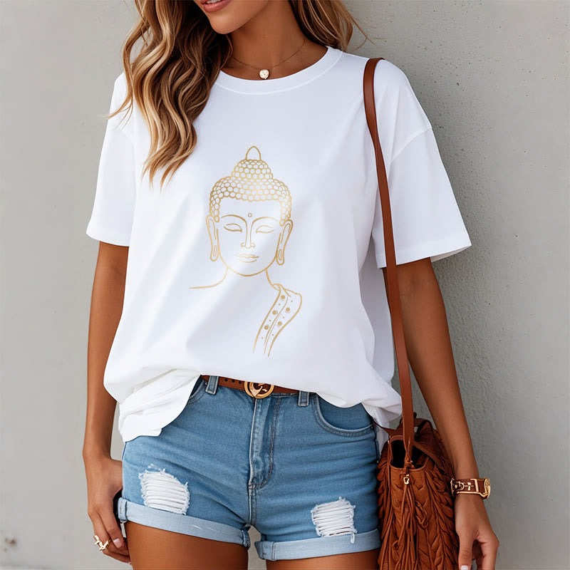 Golden Buddha In Deep Meditation Tee T-shirt - Image 6