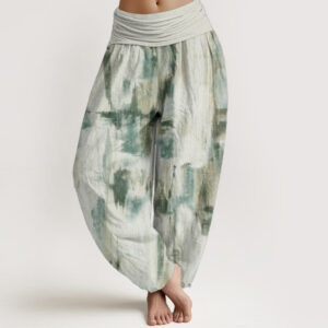 Pure Cotton Tie Dye Pattern Design Women's Elastic Waist Harem Pants