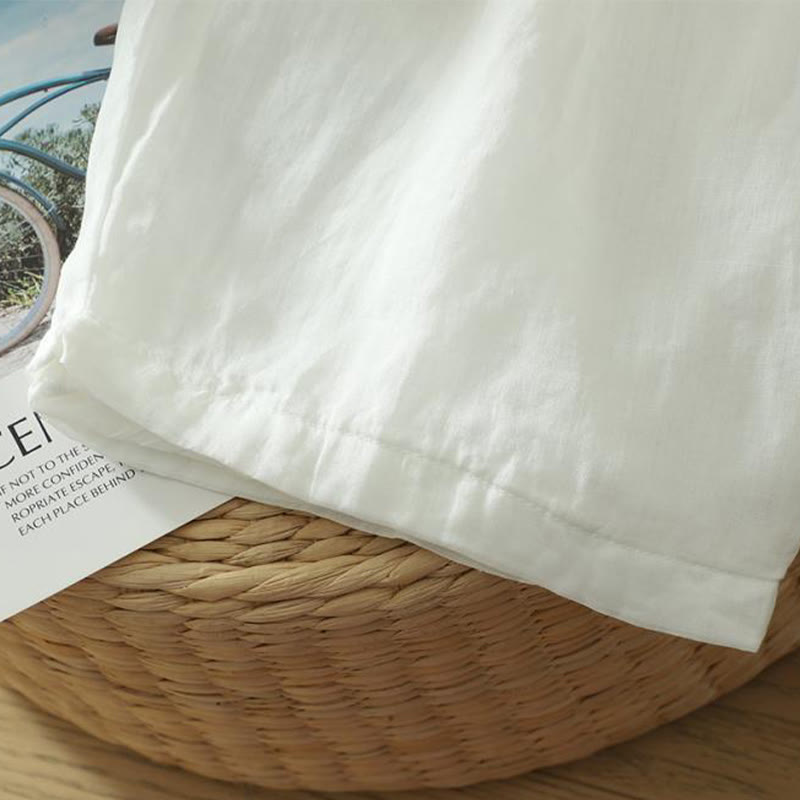 Commute Pure Color Simple Design Women's Cotton Linen Ankle-Length Harem Pants With Pockets - Image 14