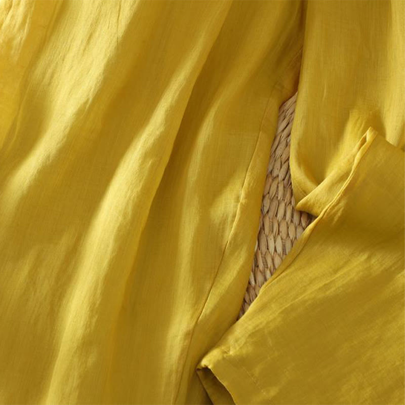 Commute Pure Color Simple Design Women's Cotton Linen Ankle-Length Harem Pants With Pockets - Image 4