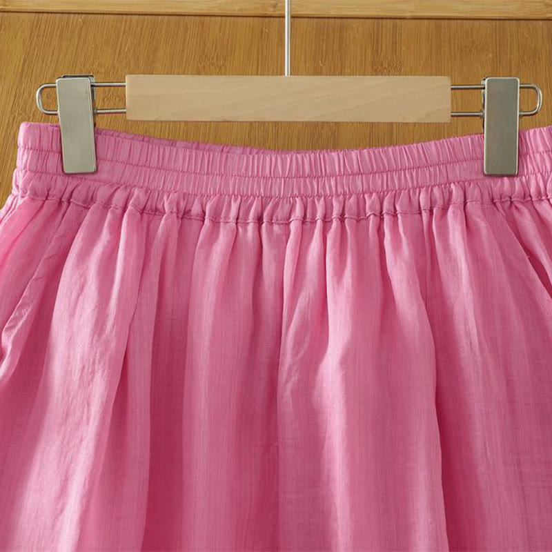 Commute Pure Color Simple Design Women's Cotton Linen Ankle-Length Harem Pants With Pockets - Image 17