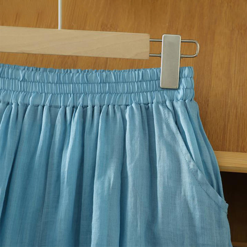 Commute Pure Color Simple Design Women's Cotton Linen Ankle-Length Harem Pants With Pockets - Image 23