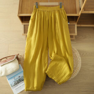 Commute Pure Color Simple Design Women's Cotton Linen Ankle-Length Harem Pants With Pockets