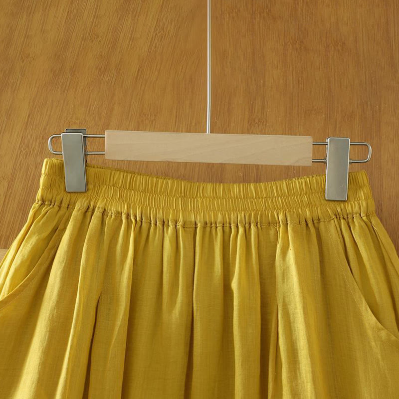 Commute Pure Color Simple Design Women's Cotton Linen Ankle-Length Harem Pants With Pockets - Image 2