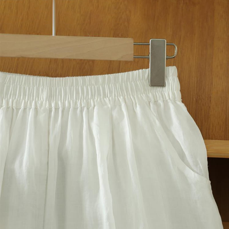 Commute Pure Color Simple Design Women's Cotton Linen Ankle-Length Harem Pants With Pockets - Image 10