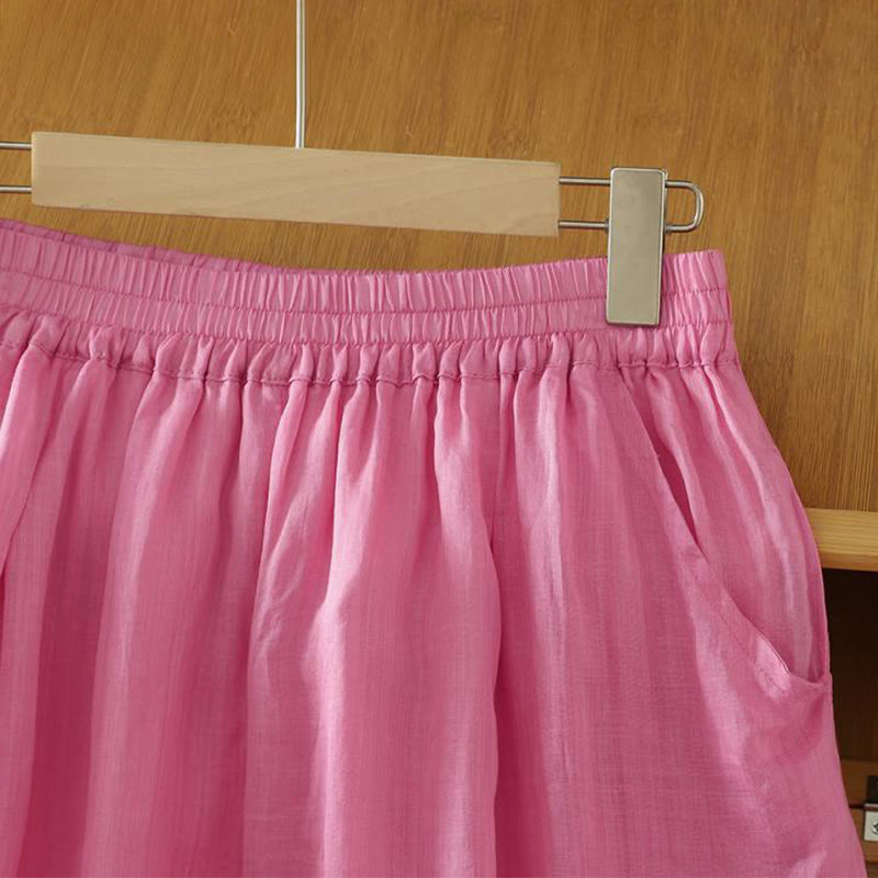 Commute Pure Color Simple Design Women's Cotton Linen Ankle-Length Harem Pants With Pockets - Image 18