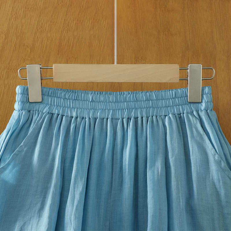 Commute Pure Color Simple Design Women's Cotton Linen Ankle-Length Harem Pants With Pockets - Image 22