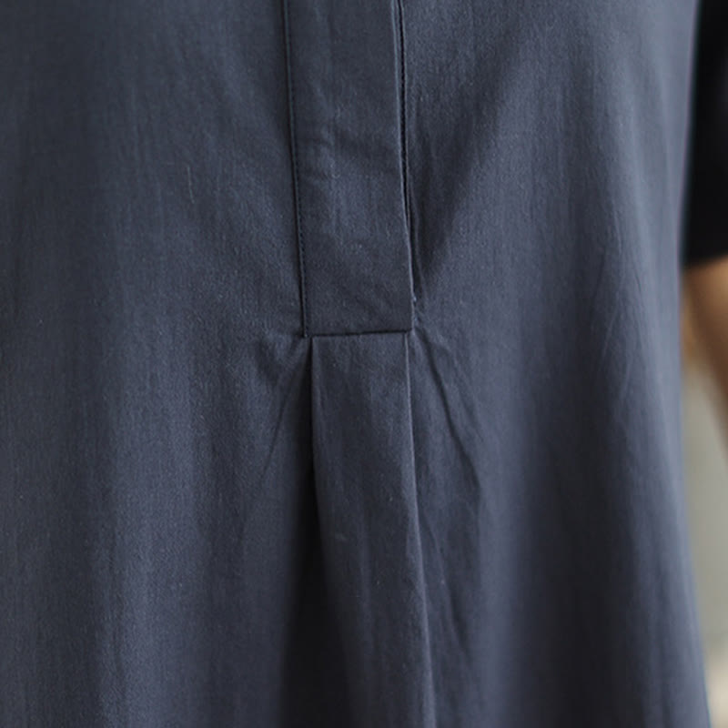 Commute Plaid Pattern Simple Design Cotton Half Sleeve Midi Dress With Pockets - Image 10