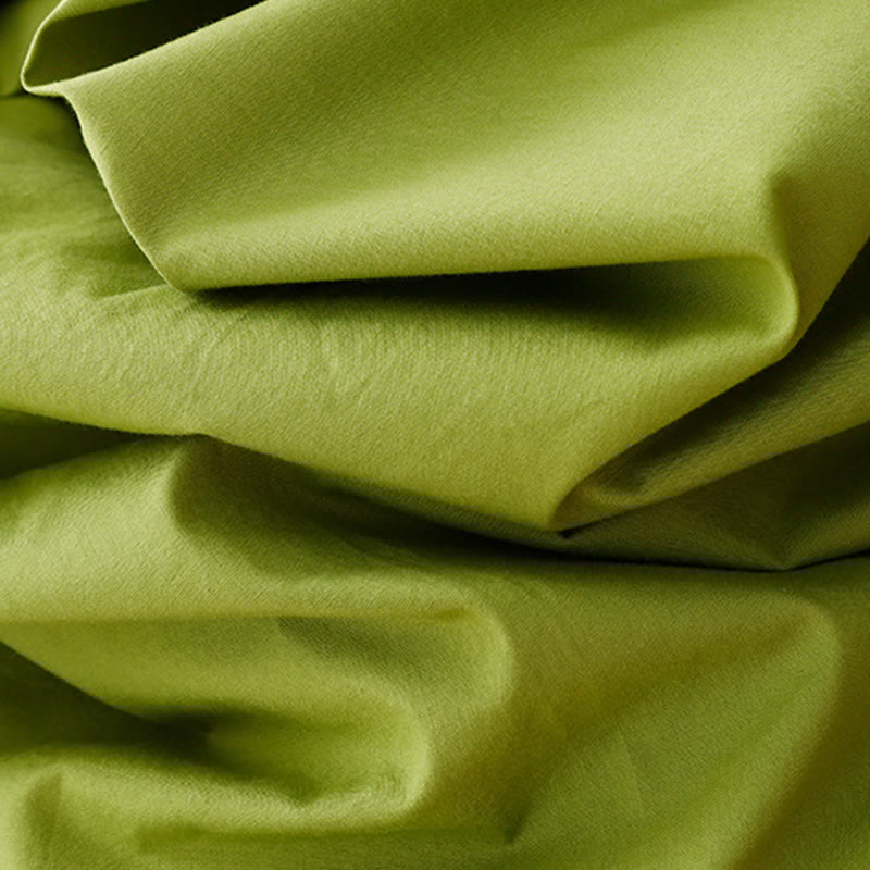 Vintage Lace-Up Simple Design Cotton Linen Three Quarter Puff Sleeve Midi Dress With Pockets - Image 5